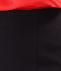 Office skirt made of elastic fabric with front slit