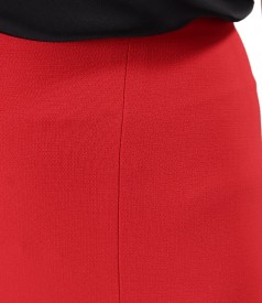 Office skirt made of elastic fabric with front slit