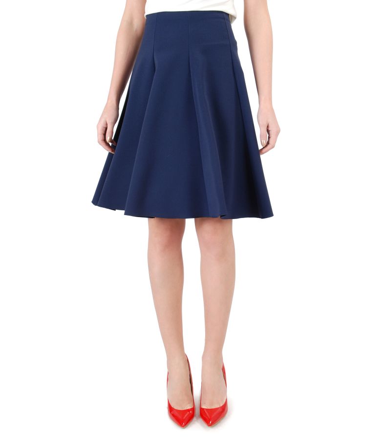 Elastic fabric flaring skirt navy blue - YOKKO
