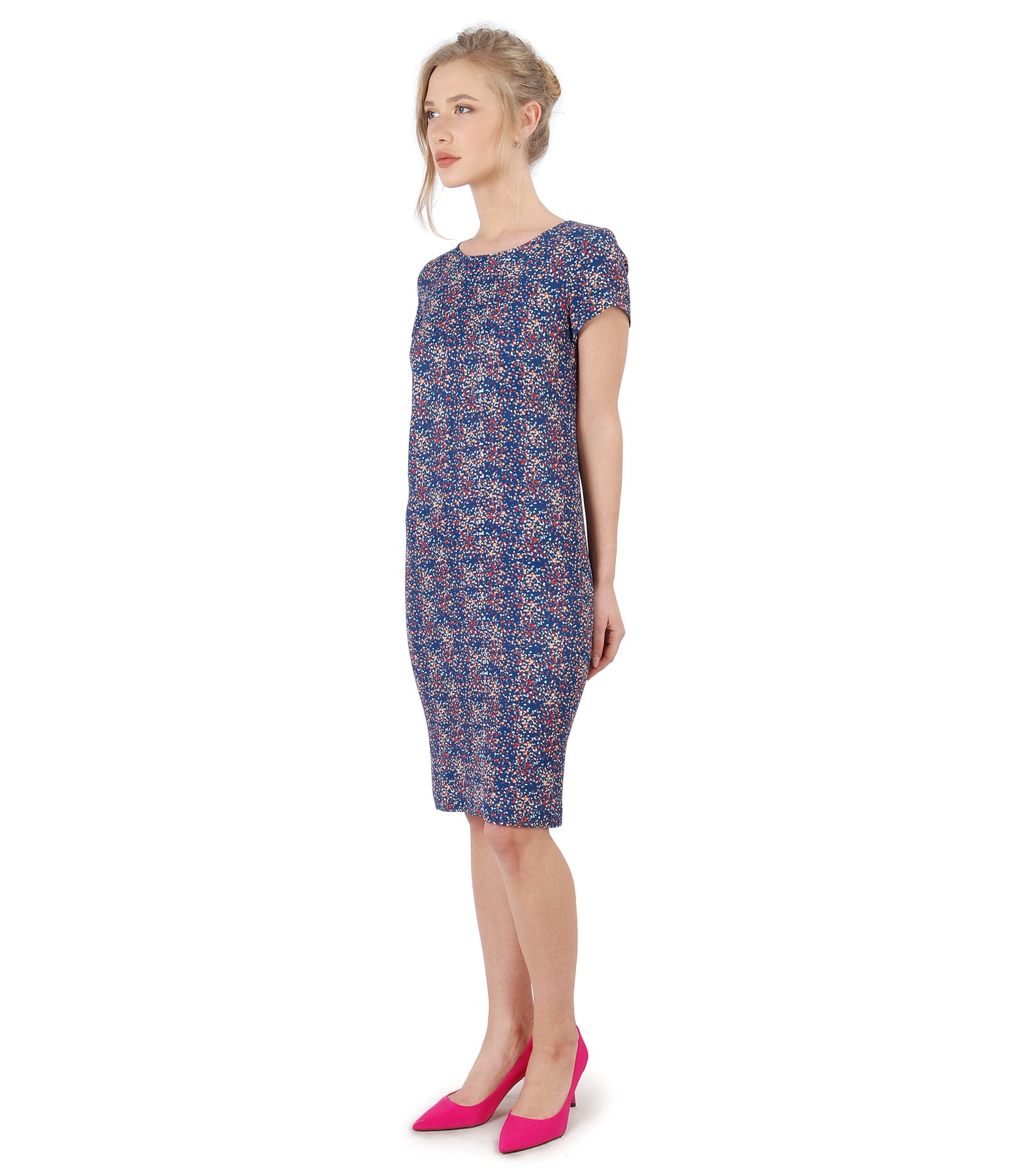 Casual dress made of viscose printed with lace corner print YOKKO