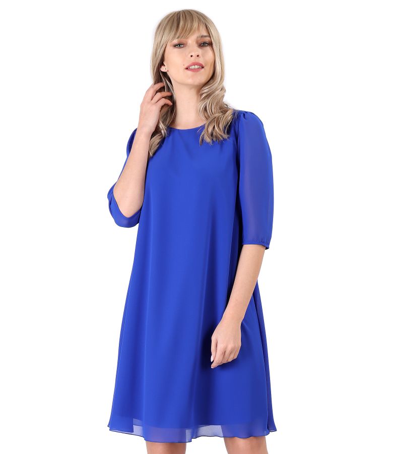 Veil dress with 3/4 sleeves royal blue - YOKKO