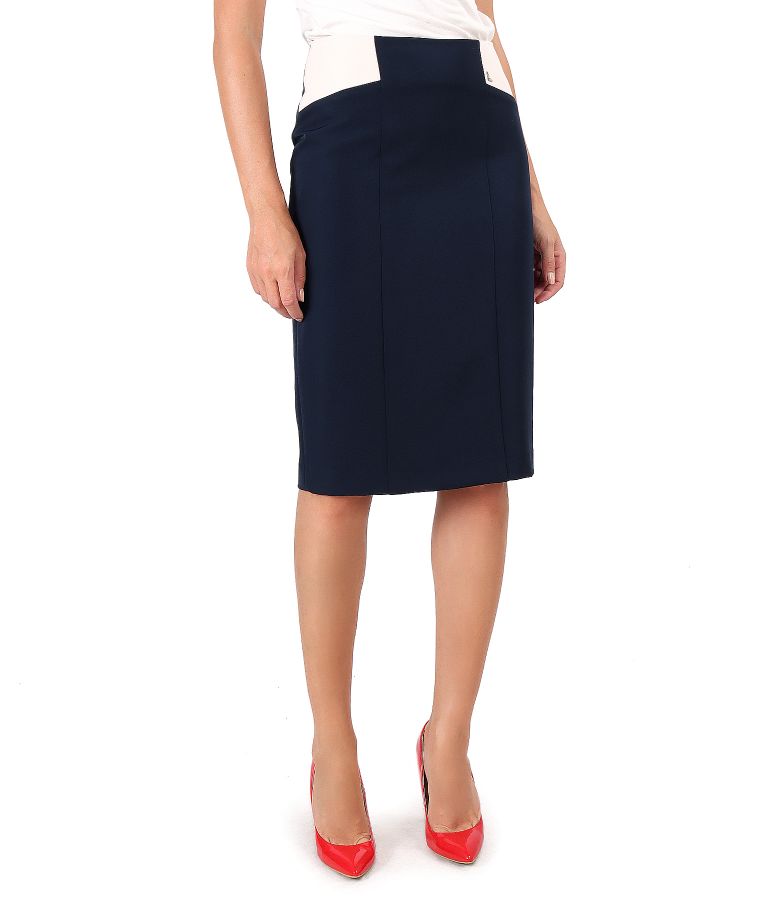 Elastic fabric skirt in two colors navy blue - YOKKO