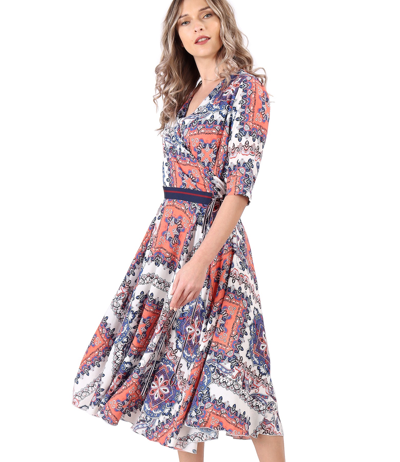 Viscose dress printed with floral motifs print - YOKKO