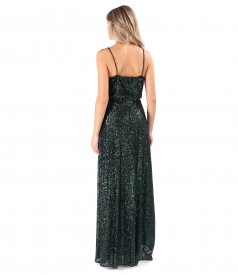 Long sequined dress with straps