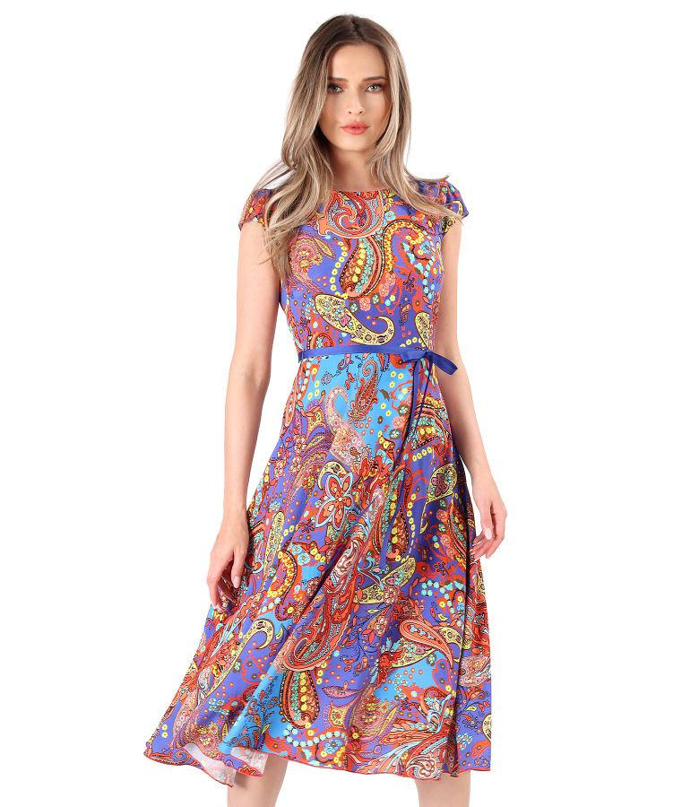Elegant viscose dress printed with paisley motifs print - YOKKO