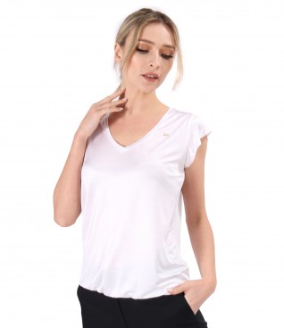 Elegant satin elastic jersey blouse