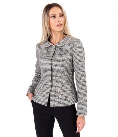 Elegant jacket made of loops with viscose and metallic thread
