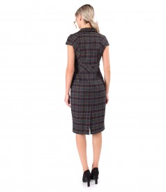 Office dress made of checkered viscose fabric