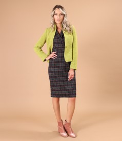 Office dress made of checkered viscose fabric