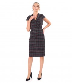 Office dress made of checkered viscose fabric