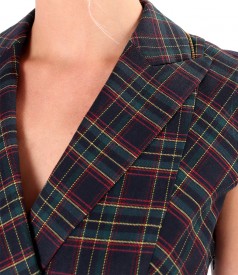 Office dress made of checkered viscose fabric