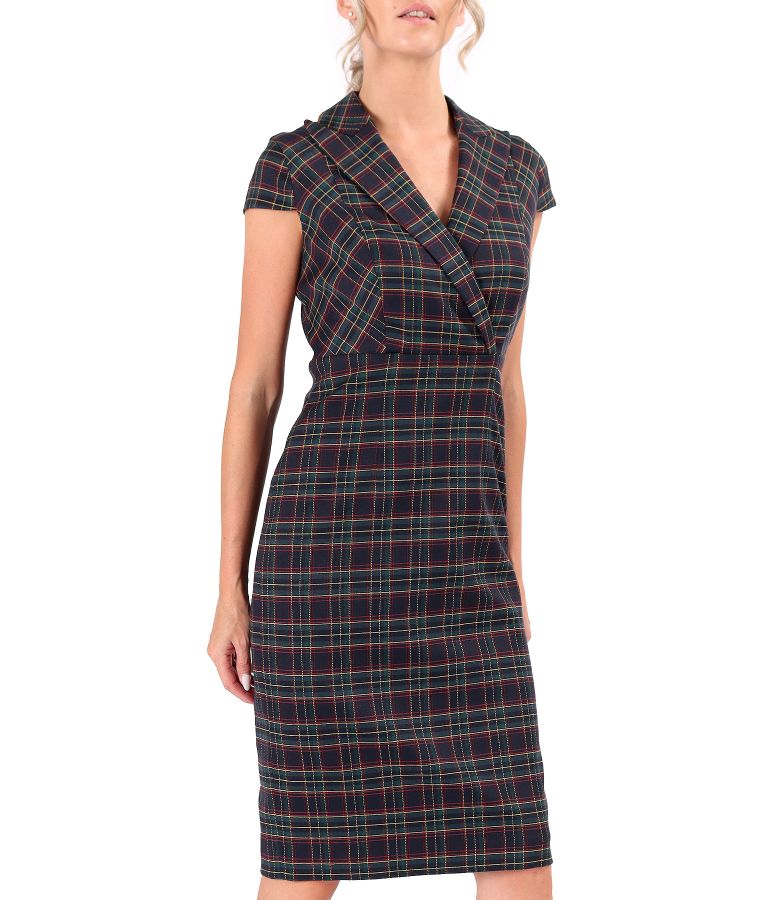 Office dress made of checkered viscose fabric