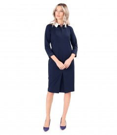 Office dress made of thick elastic jersey with white collar