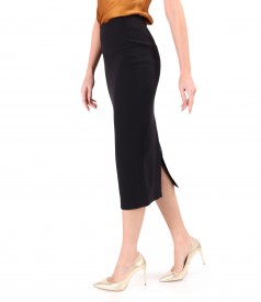 Midi tapered skirt in elastic fabric with viscose