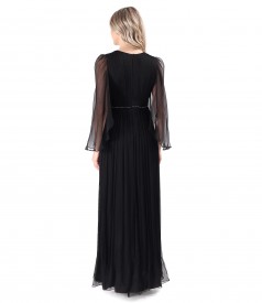 Long evening dress made of natural silk voile