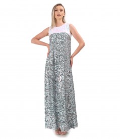 Long evening dress made of multicolored sequins