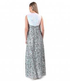 Long evening dress made of multicolored sequins