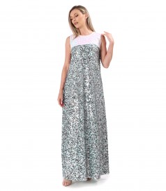 Long evening dress made of multicolored sequins