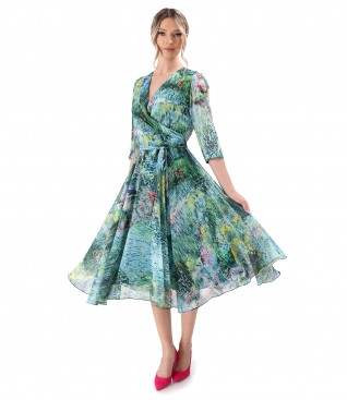 Elegant printed voile dress