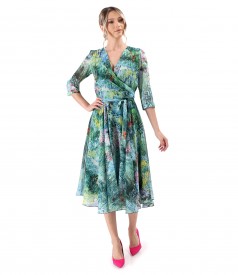 Elegant printed voile dress