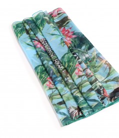 Soft veil scarf digital printed with floral motifs