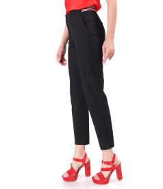 Loose ankle pants made of tencel with cotton