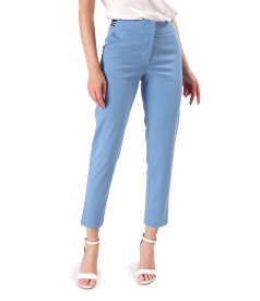 Loose ankle pants made of tencel with cotton