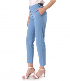 Loose ankle pants made of tencel with cotton