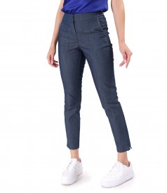 Denim ankle pants with decorative stitching