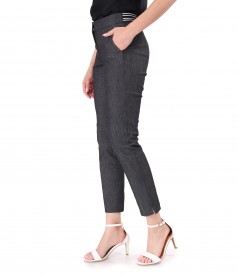 Denim ankle pants with decorative stitching