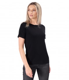 Elastic jersey blouse with short sleeves