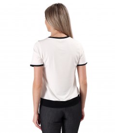 Elastic jersey blouse with contrasting trims