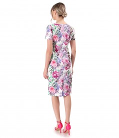 Tapered dress made of digitally printed elastic cotton