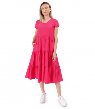 Midi viscose dress with ruffles