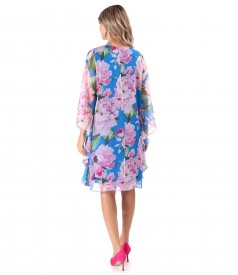 Butterfly dress made of digital soft printed veil with floral motifs