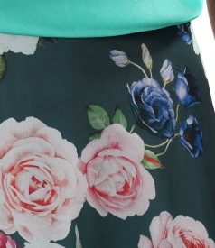 Midi skirt made of printed soft voile with floral motifs