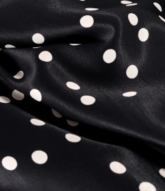 Long skirt made of satin viscose printed with polka dots