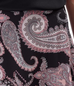 Midi skirt made of printed voile with paisley motifs