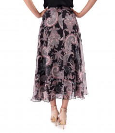 Midi skirt made of printed voile with paisley motifs