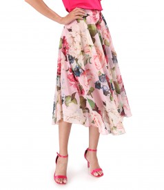 Voile dress printed with floral motifs