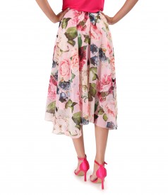 Voile dress printed with floral motifs