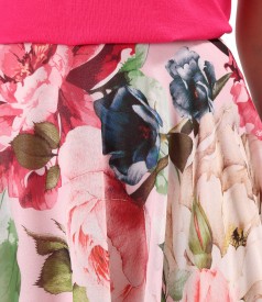 Voile dress printed with floral motifs