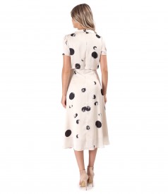 Satin midi dress printed with geometric motifs