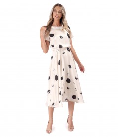 Satin midi dress printed with geometric motifs