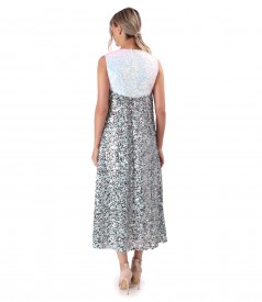 Midi evening dress made of multicolored sequins