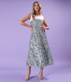 Midi evening dress made of multicolored sequins