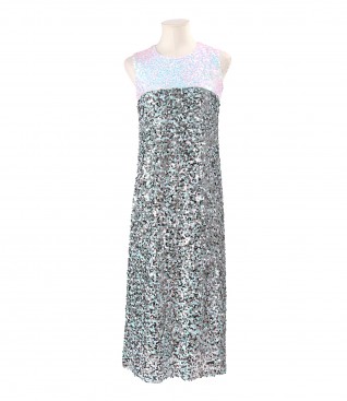 Midi evening dress made of multicolored sequins