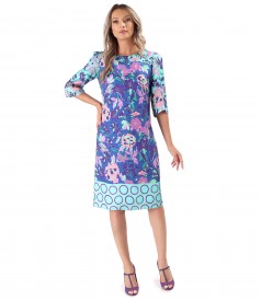 Natural silk dress printed with floral motifs