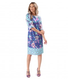 Natural silk dress printed with floral motifs