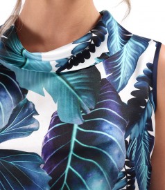 Blouse with front made of digitally printed natural silk